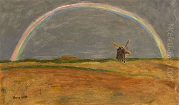 Erntelandschaft Mit Regenbogen by Hans Licht