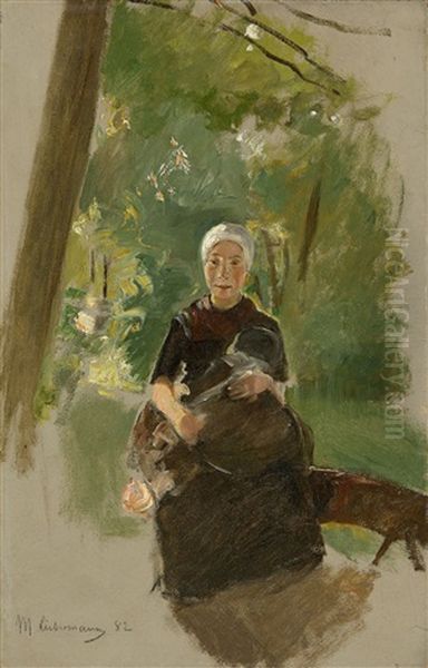 Junge Mutter Unter Baumen - Studie by Max Liebermann