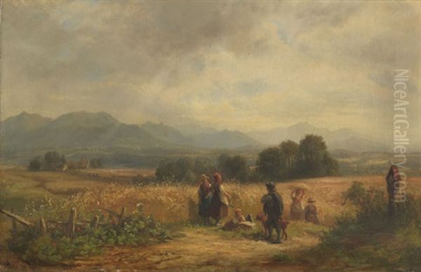 Erntetag In Oberbayern Bei Habach by Adolf Heinrich Lier