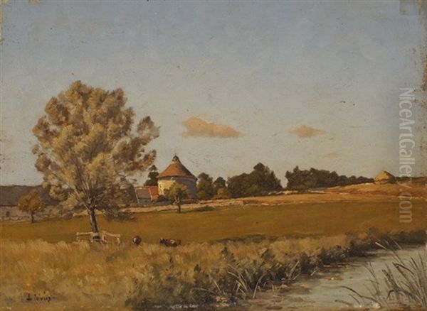 Ansicht Eines Dorfes Mit Weidenbaum An Einem Fluss by Jacques Lieven