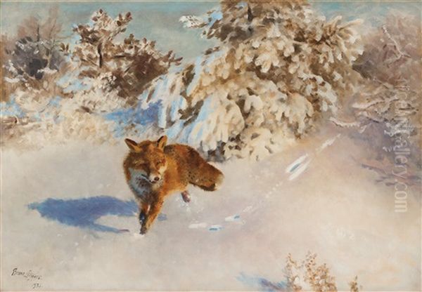 Winter Landscape With Fox by Bruno Liljefors