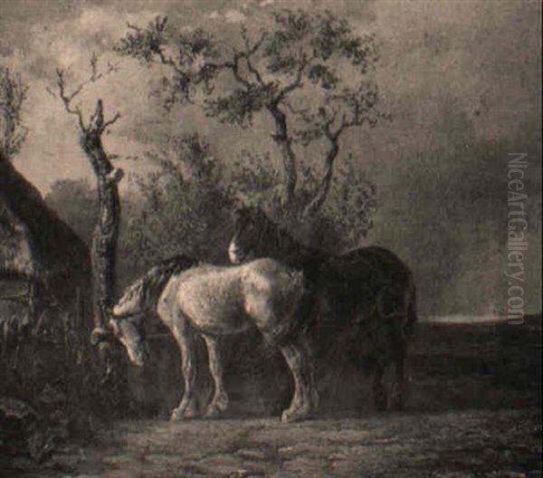 Chevaux Dans Une Prairie by Ferdinand Ernst Lintz