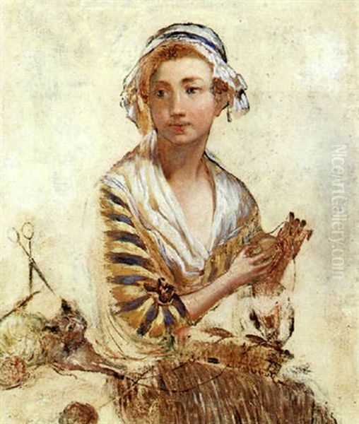 Ein Junges Madchen Mit Wollknauel Und Einer Katze by Jean Etienne Liotard