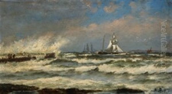 A Windy Day Along The Coastline by Carl Ludvig Thilson Locher