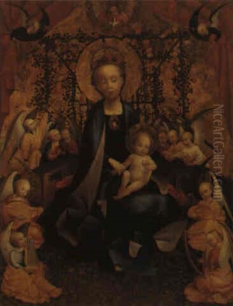 The Virgin And Child With Angels by Stephan Loechner