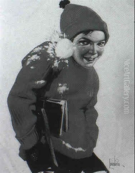 Magazine Cover: Boy Hit In Face By Snowball by Frederick Loewenheim