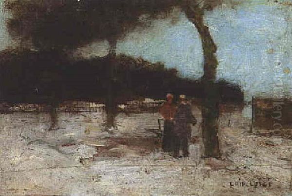 Figures In A Parisian Park by Luigi Loir