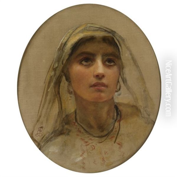 Head Of An Arab Girl by Edwin Long