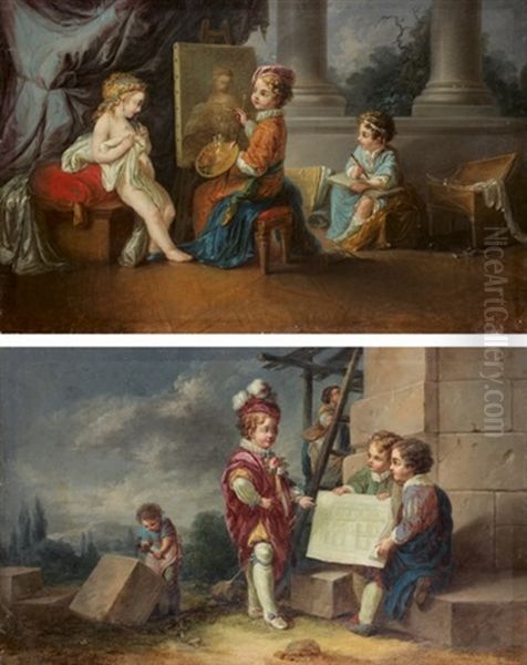 Allegorie De La Peinture (+ Allegorie De L'architecture; Pair) by Carle van Loo