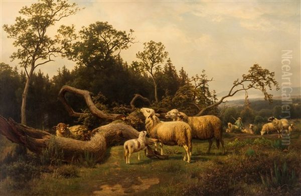 Grazing Sheep by Henry Lot