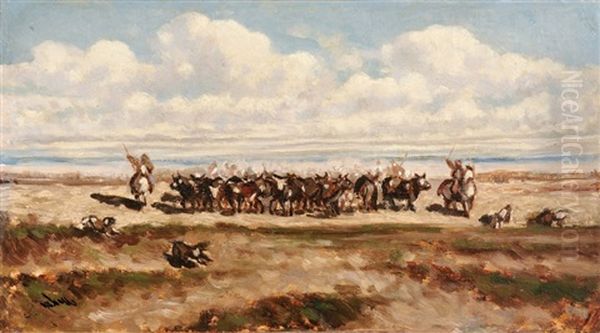 Manade En Camargue by Emile (Charles Joseph) Loubon