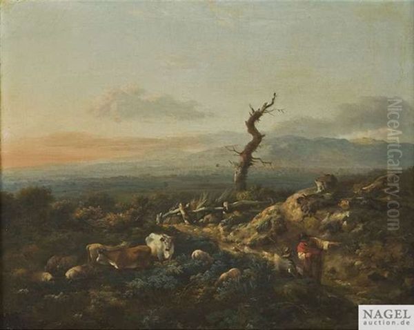 Weite Landschaft Mit Hirten by Philip James de Loutherbourg