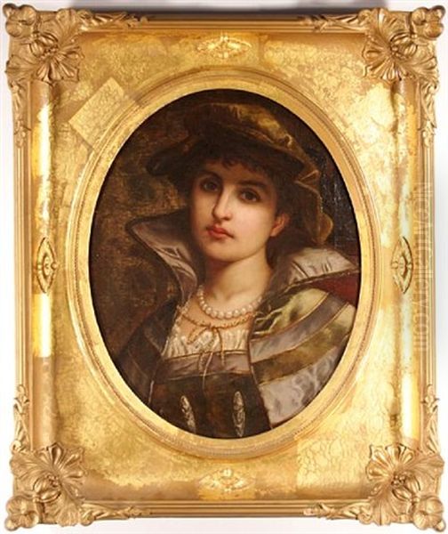 A Portrait Of A Young Lady, Shoulder-length by Charles Frederick Lowcock