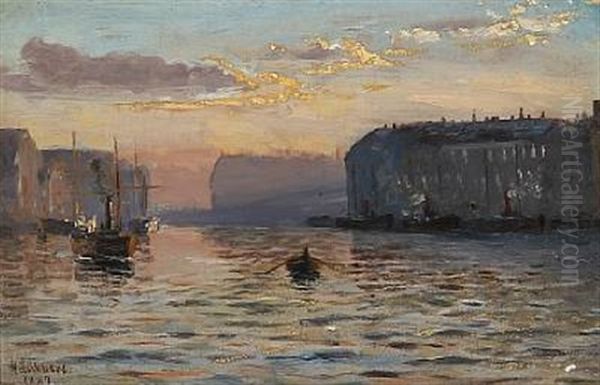 View From Copenhagen Harbour At Sunrise by Holger Luebbers