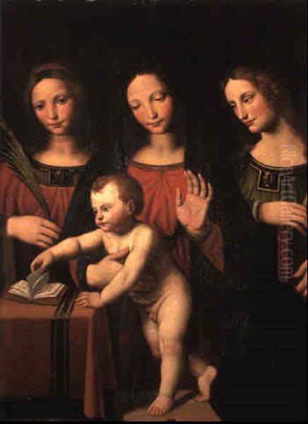 Madonnan Med Barnet Omgivna Av S:ta Barbara Och S:ta Kararina by Bernardino Luini