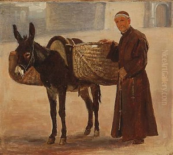 A Monk And A Donkey by Frederik Christian Lund