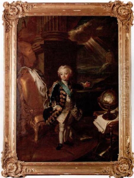 Portratt Staende I Helfigur I Interior Av Den Unge Kronprins Gustav (iii) by Gustaf Lundberg