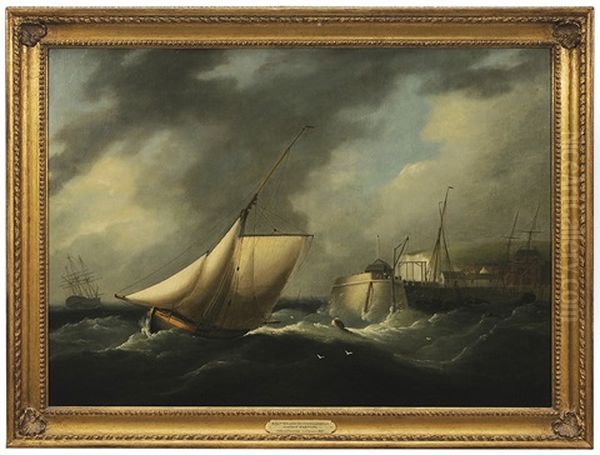 A Cutter Leaving Dover Harbour In Heavy Weather by Thomas Luny