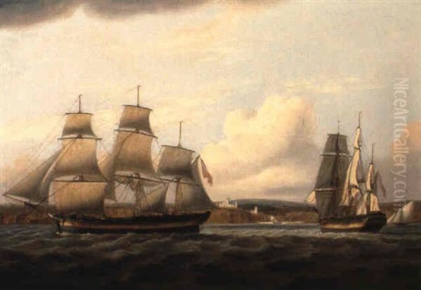 The 'cato' In Two Positions Off Mount Edgecombe, Plymouth by Thomas Luny