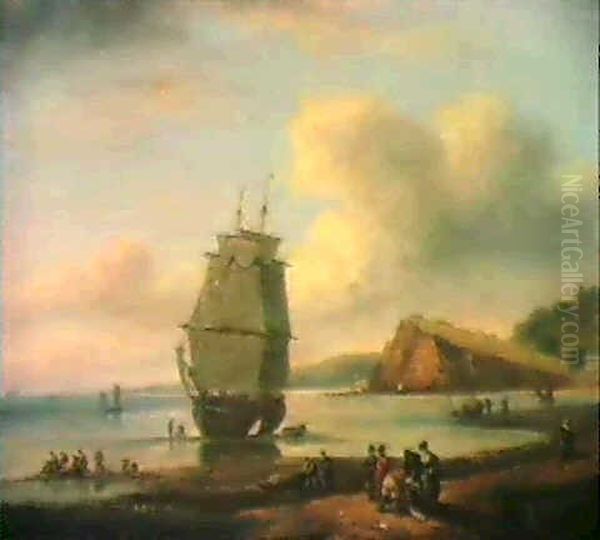 A Coaster Beached At Teignmouth by Thomas Luny