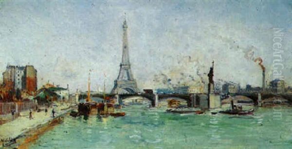 A View Of The Seine, Paris by Gustave Madelain