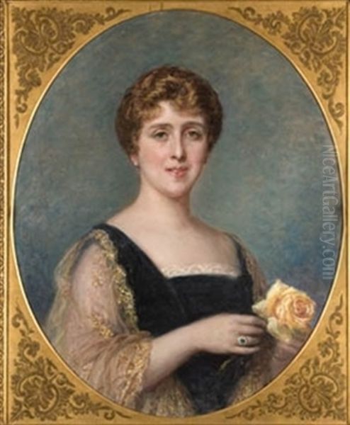 Dama De La Rosa by Ricardo de Madrazo y Garreta