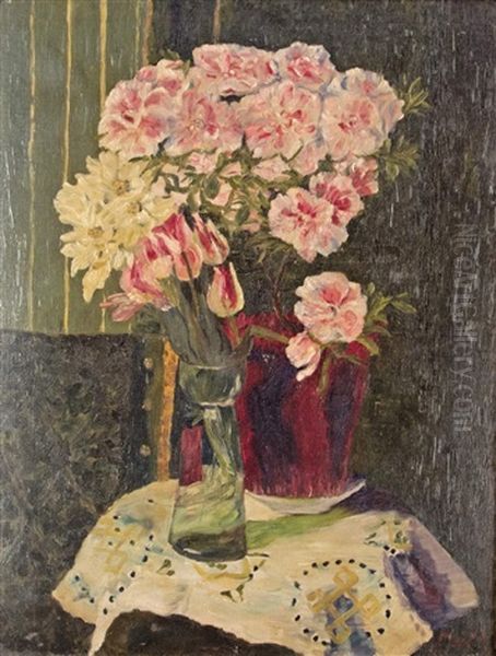 Flower Still Life With Glass Vase by Marie Von Malachowski-Nauen