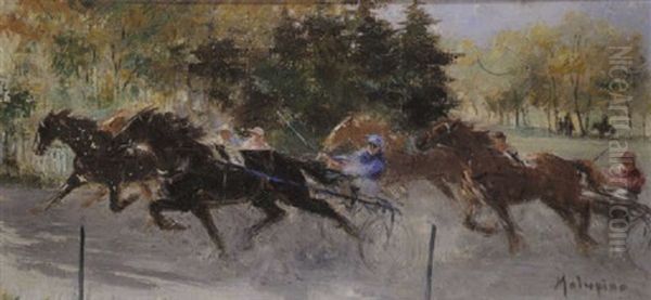 Aux Courses, Trot Attele by Louis Ferdinand Malespina