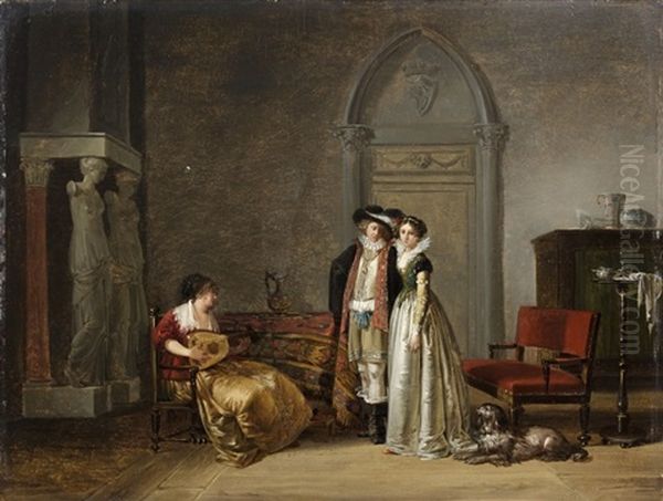 Couple Et Joueuse De Guitare Dans Un Interieur by Jean-Baptiste Mallet