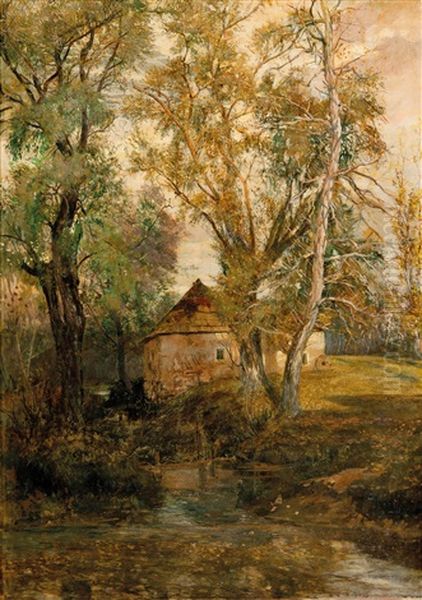 Aus Dem Rosental, Die Justmuhle Im Herbst, Motiv Bei Kirschentheuer by Eduard Manhart