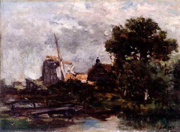 Windmills On A Stormy Day by Jacob Henricus Maris