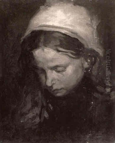 Portrait Of A Girl With Downcast Eyes by Jacob Henricus Maris