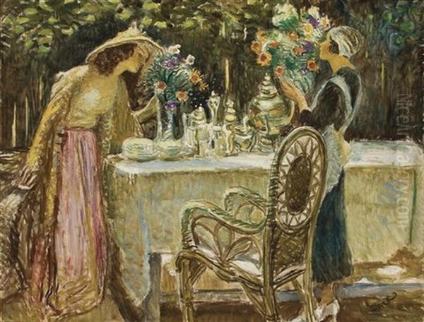 Tea In The Garden by Lajos Mark