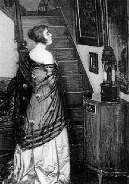 Lady Ascending A Staircase by Lajos Mark