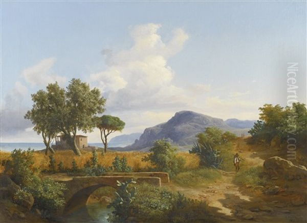 Landscape With A Traveller On A Path by Karoly Marko the Younger