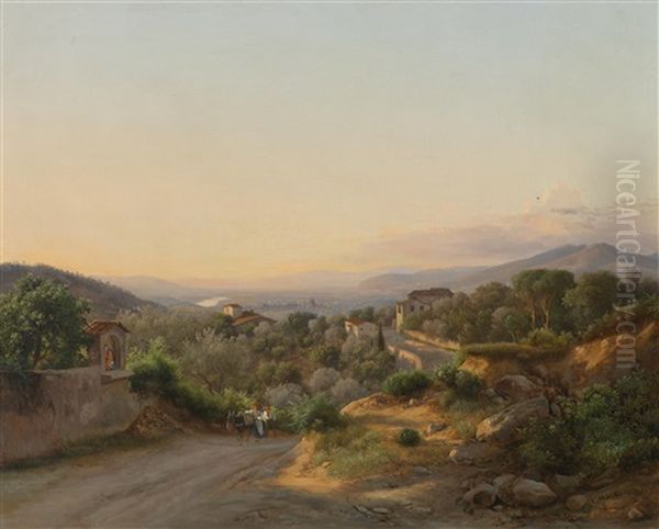 Blick Auf Florenz Und Die Hugel Nach Westen Von San Donato, Uber Bagno A Ripoli by Karoly Marko the Younger