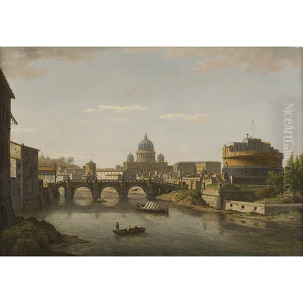 View Of Rome With St Peter's And The Castel Sant' Angelo by William Marlow