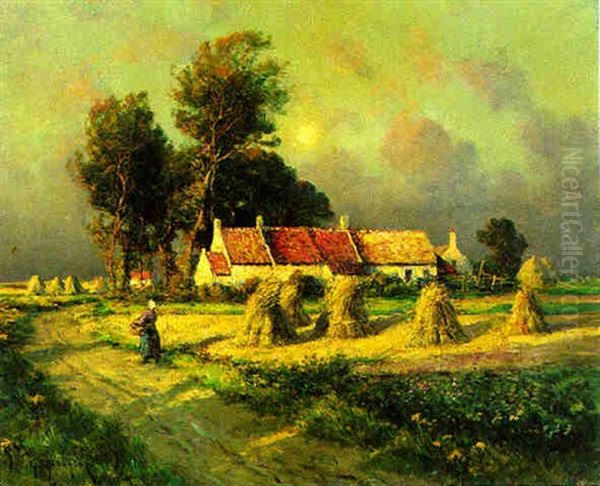 Returning Home Along A Country Path by Georges Philibert Charles Maroniez