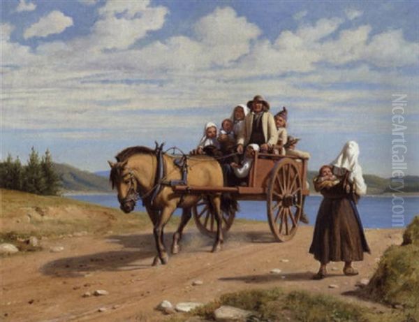 Parti Fra Leksand Med Dalarbonder Pa Sondagsudflugt I Hestevogn by Wilhelm Nicolai Marstrand