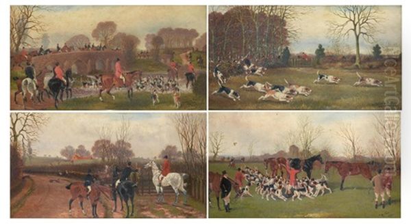 Crossing The Blythe Little Packington, Together With Three Further Examples (4 Works) by Sylvester Martin