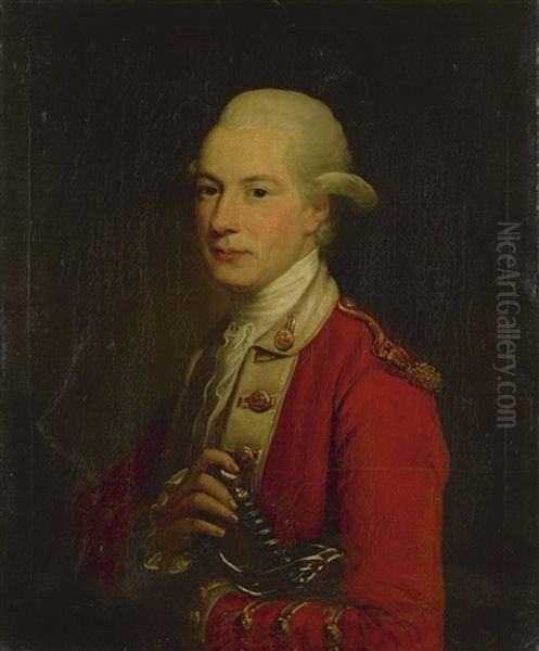 Portrait Of General Sir David Leslie (d. 1838), Half-length, Wearing Uniform, Holding His Sword by David Martin