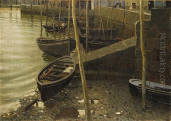 Barcas En El Puerto by Enrique Martinez Cubells y Ruiz