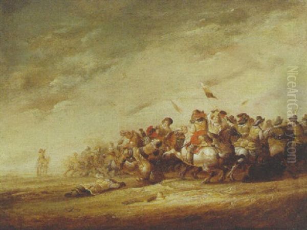 A Cavalry Skirmish by Jan de Martszen the Younger