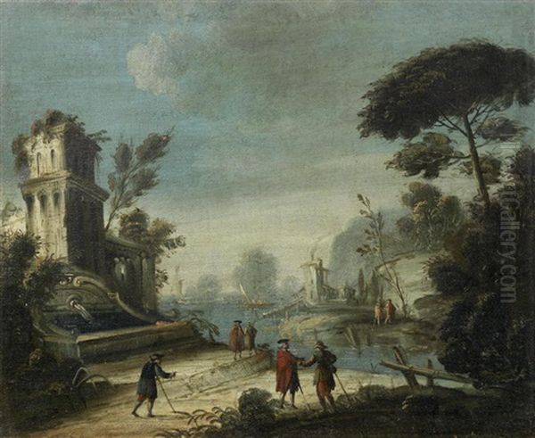 A Capriccio With Figures Fishing In A Lagoon; And A Capriccio With Figures On The Banks Of A Lagoon (2 Works) by  Master of the Langmatt Foundation Views