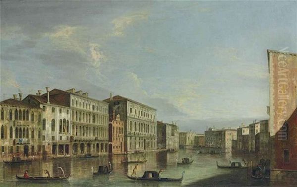 The Grand Canal, Venice, Looking South From The Palazzo Da Lezze, With The Palazzo Grassi To The Left, Towards Santa Maria Della Carita by  Master of the Langmatt Foundation Views