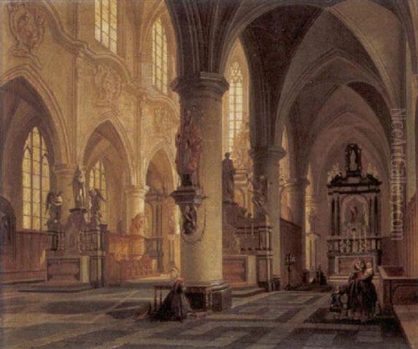 Kerkinterieur by Joseph Maswiens