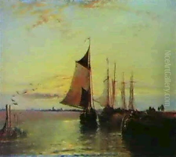 Marine Med Sejlbade Naer Dordrecht by Arthur Joseph Meadows