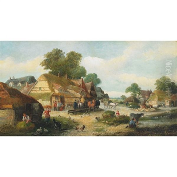 Farm Yard Scenes (pair) by James E. Meadows