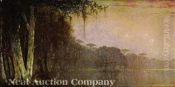 Bayou Scene With Egret by Joseph Rusling Meeker