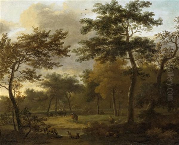 Waldlandschaft Mit Hirten by Jan van der Meer